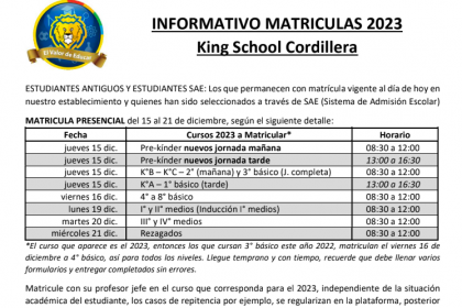 Informativo Matrículas 2023